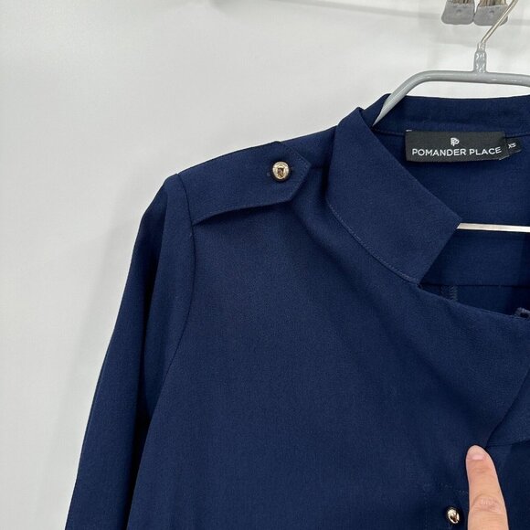 Pomander Place by Tuckernuck Women's Admiral Blue Anderson Dress Button Front XS - Picture 4 of 8